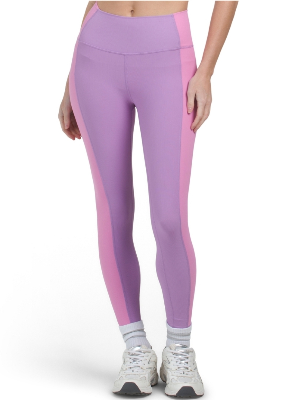 Wilo The Label Colorblock Leggings Pink Purple Ribbed Yoga Athletic Gym SM